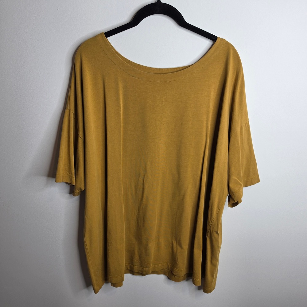 J. Jill Luxe Supima Elbow-Sleeve Tee Women 3X Mustard Yellow